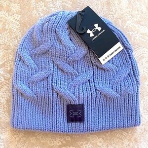Brand New Under Armour Periwinkle Knit Winter Hat w/ Fleece Lining Coldest Gear